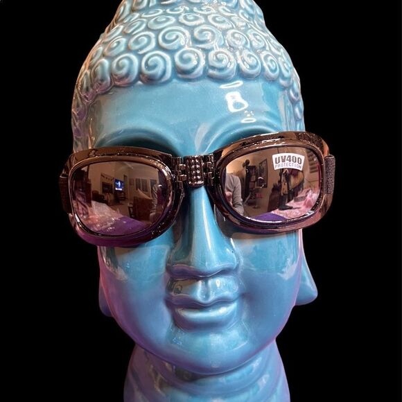 NWOT mirrored sports glasses w/ an adjustable head strap. - Picture 2 of 4